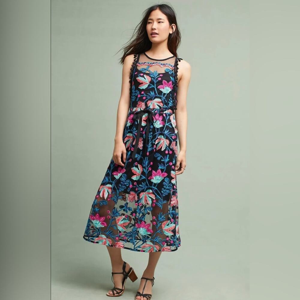 NEW Anthropologie Eva Franco Stevie Tasseled Lace Dress Size 0 Petite